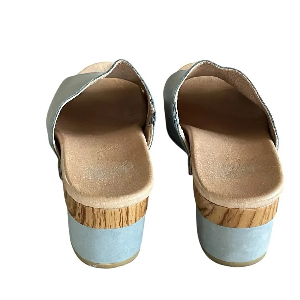 DANSKO Maci Women's Size 37/US 7 Light Blue Suede Leather Open Toe Mule Slides - Picture 6 of 9